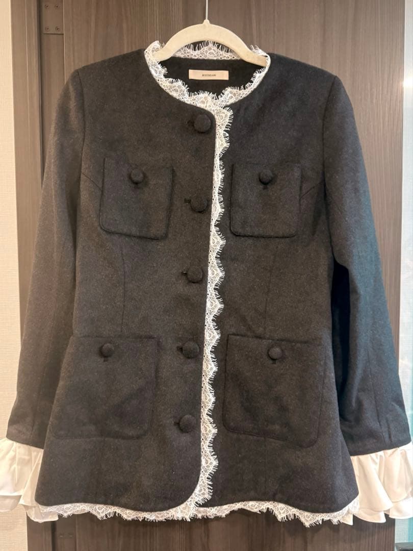 ジャケット・アウター MISTREASS Lace Trim Ruffle Sleeve Jacket