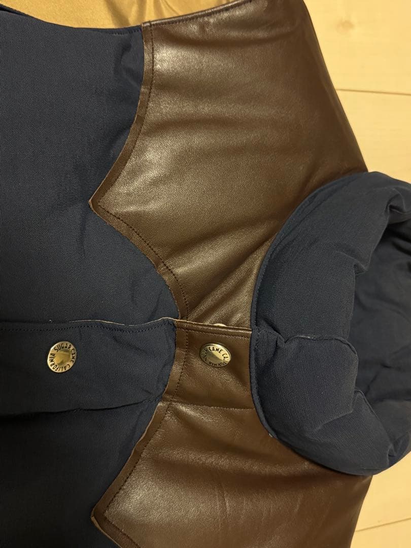 シュガーケーンSugar Cane レザー ダウンベスト M ネイビー・ブラウン