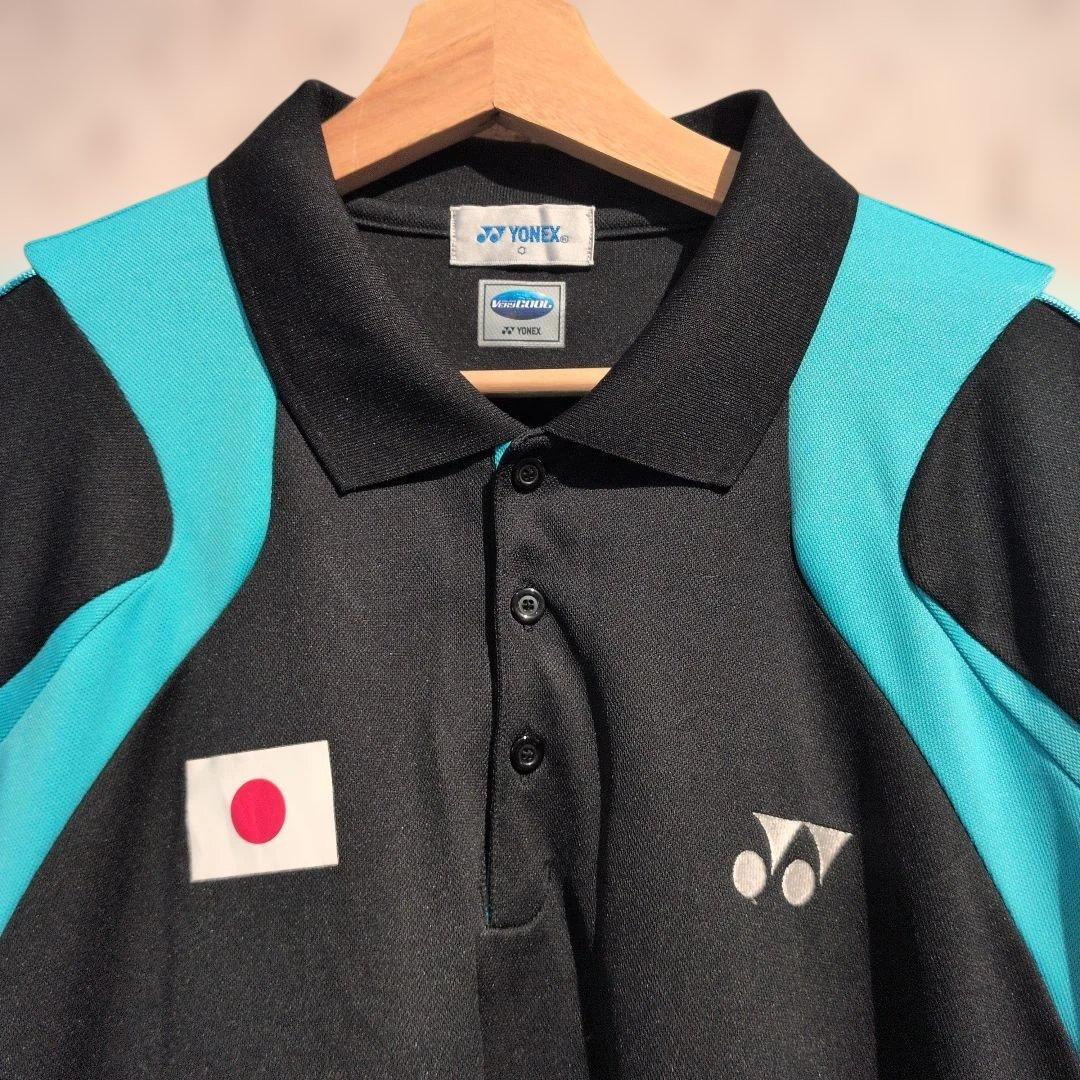 YONEX バトミントン　日本代表　ブラック/ターコイズ ポロシャツ