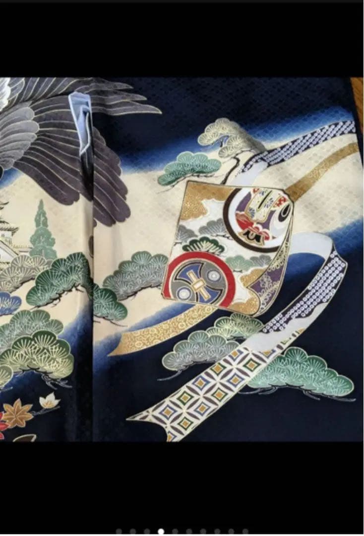 お宮参り　紋付　男の子 羽織　絹　七五三　産着