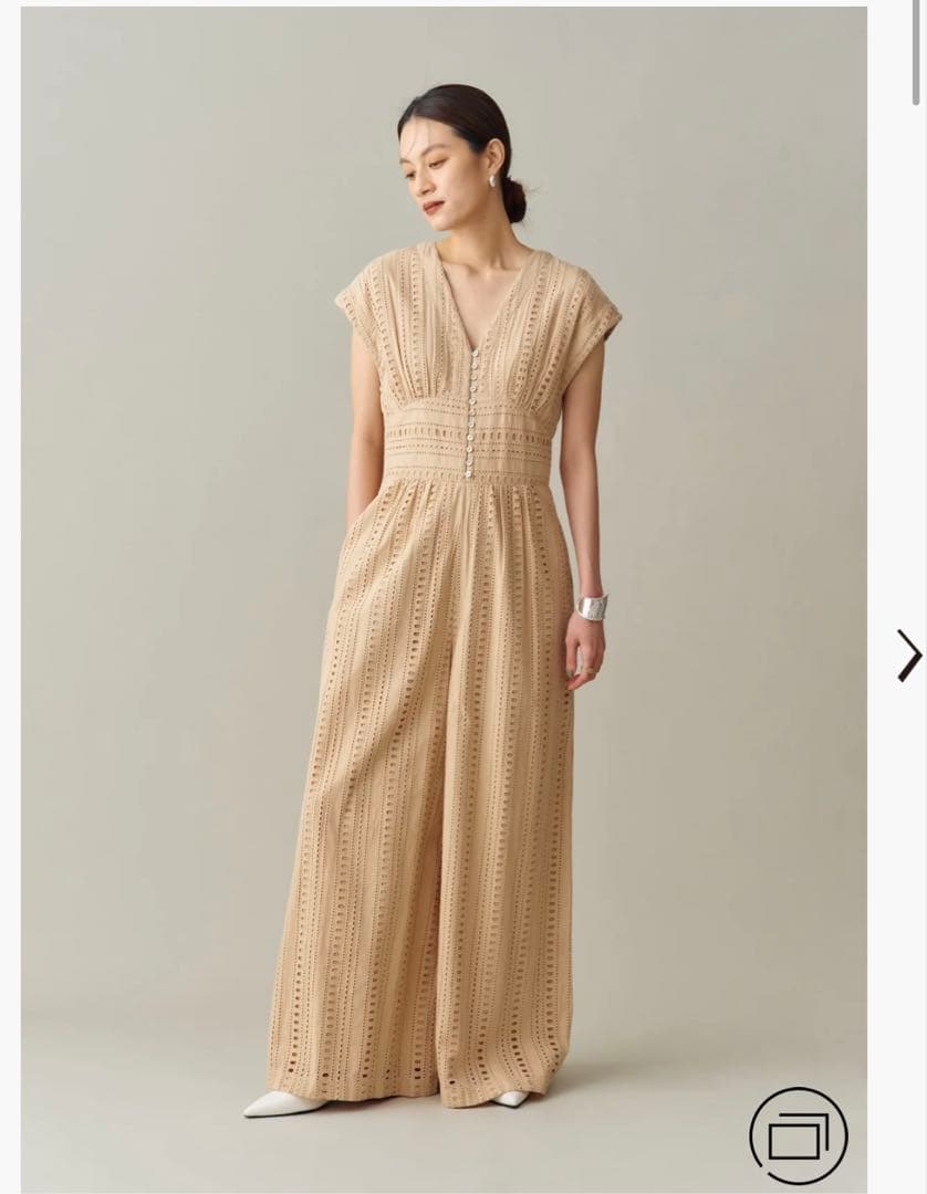 超美品⭐︎ヌキテパ ストライプカットワークオールインワン