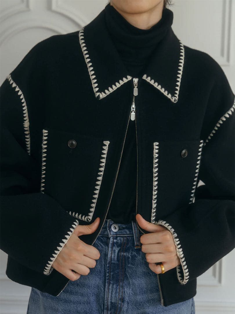 ジャケット・アウター CREDONA WOOL EMBROIDERY SHORT ZIP JACKET