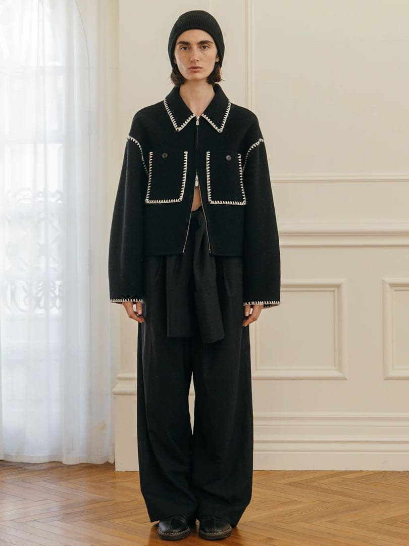 ジャケット・アウター CREDONA WOOL EMBROIDERY SHORT ZIP JACKET