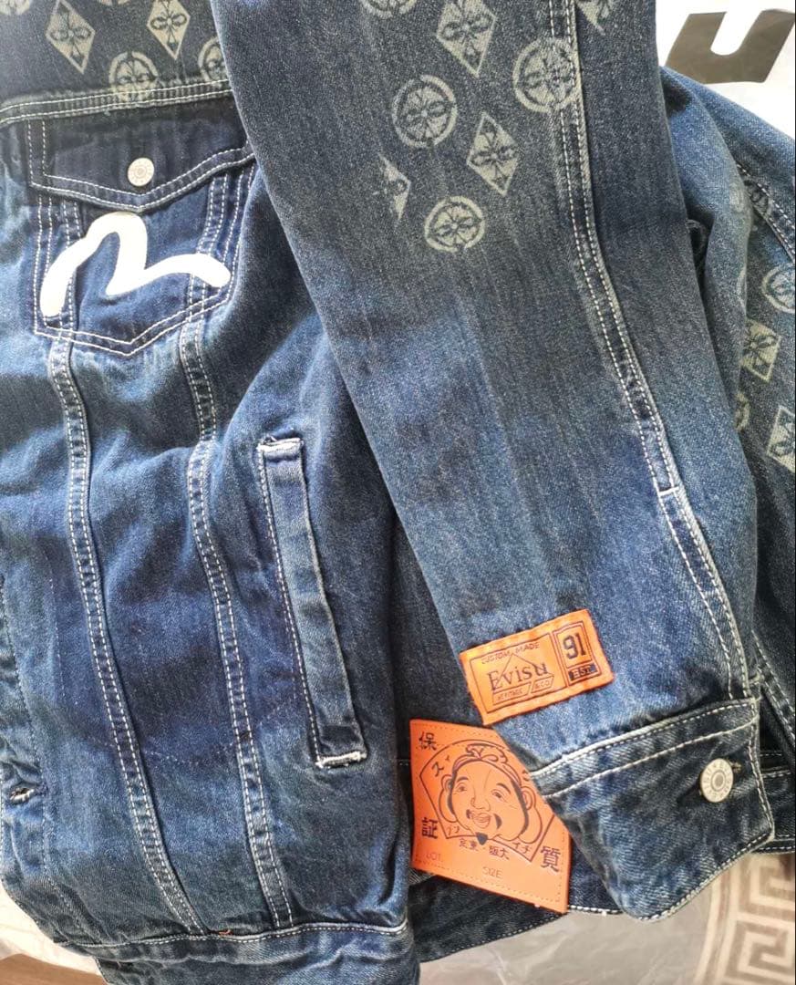 エヴィスEVISU Gジャン デニムジャケットXXLサイズ　刺繍入り