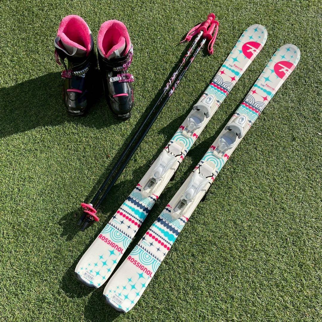 スキー　子ども　ジュニア　3点セット　スキー板　ブーツ　ストック　ロシニョール