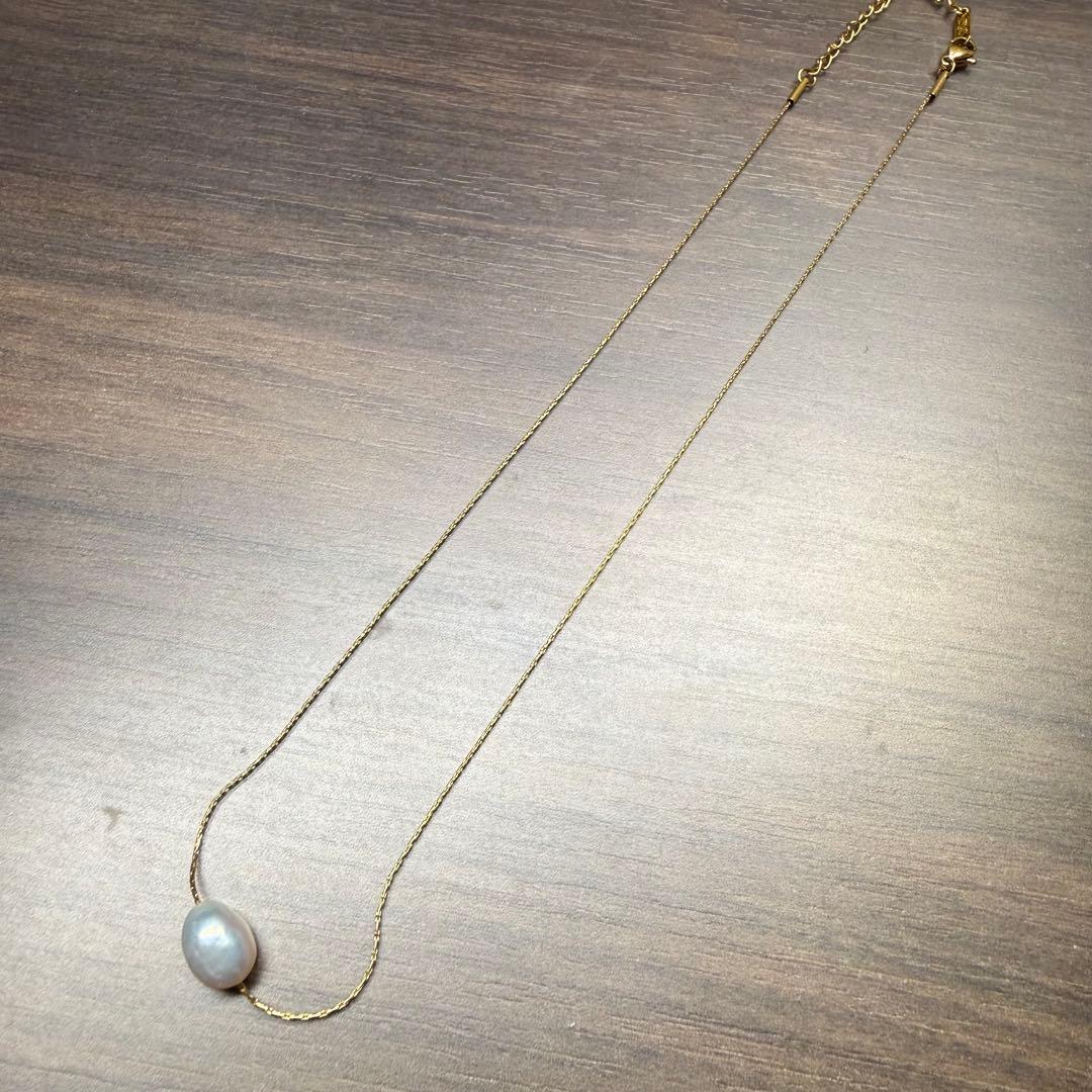 ま*ん様 美品♡一粒パール ゴールドチェーン ネックレス