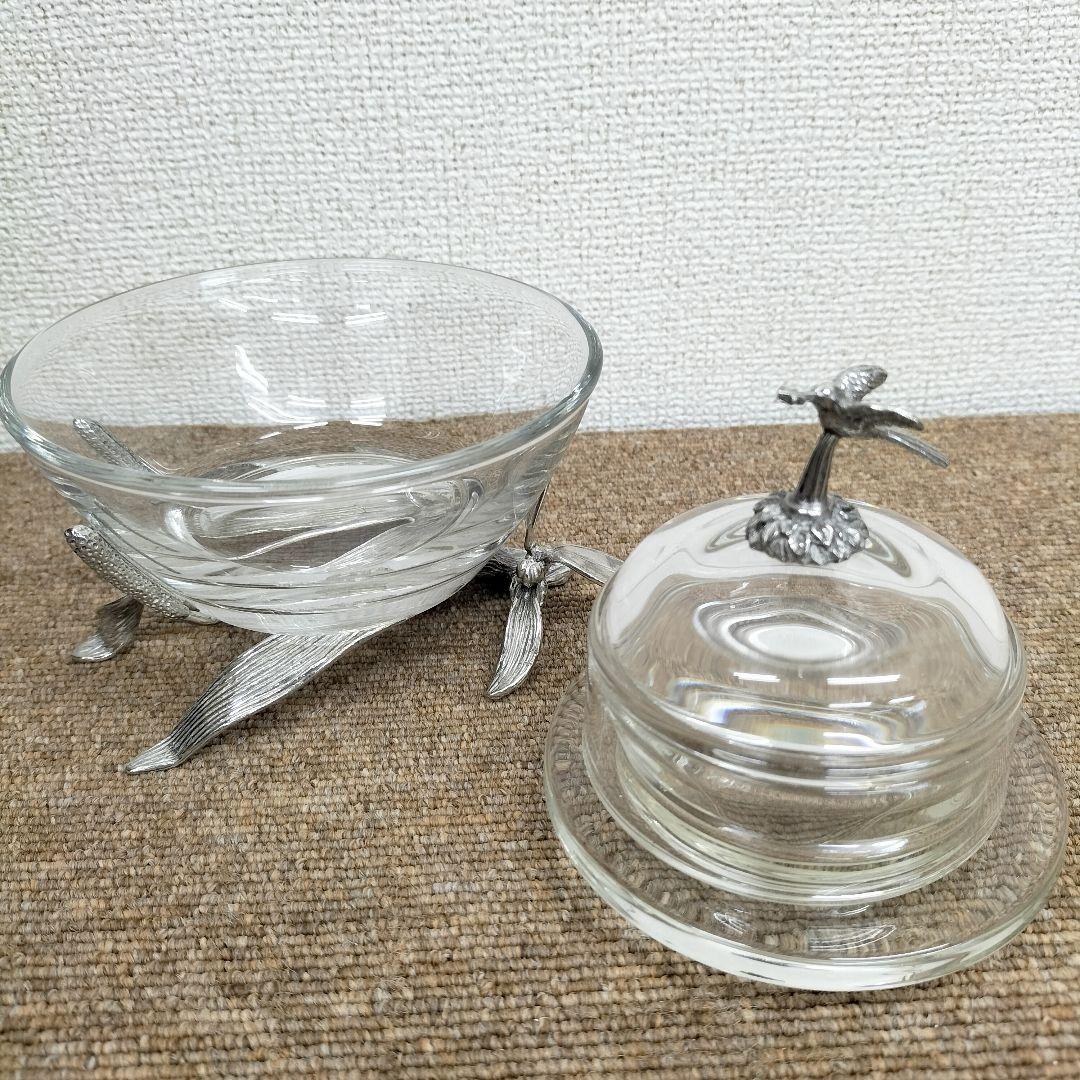 ガラス製ディップボウル,バターディッシュ 展示品(H-2507IN50)