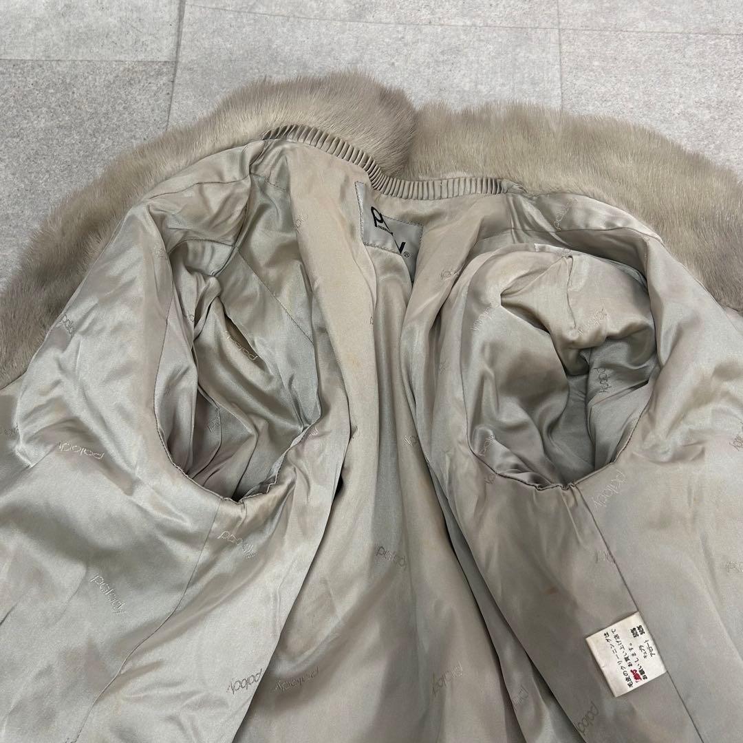 サファイアミンク　ギザミ　リアルファー　毛皮　コート　ミドル丈　デザイン◎ L