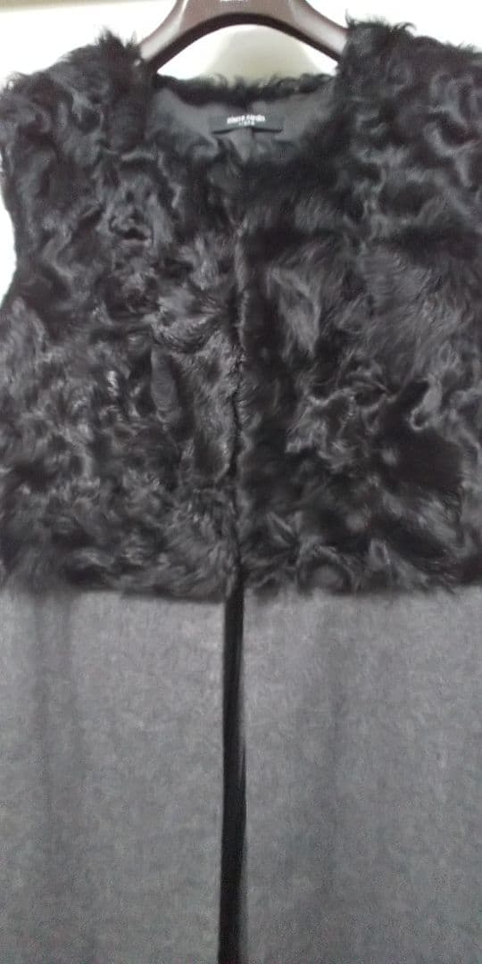 pierre cardanピエールカルダン★ファー付きロングベスト44 (LL)