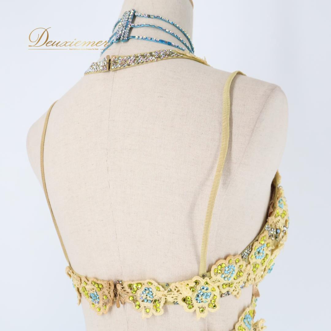 【社交ダンス衣装】ブルー ラテン ドレス ワンピース 水色 黄色 イエロー デモ