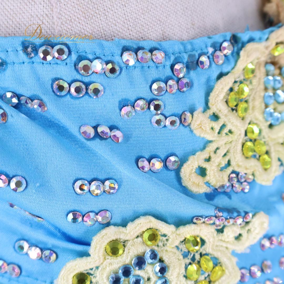 【社交ダンス衣装】ブルー ラテン ドレス ワンピース 水色 黄色 イエロー デモ