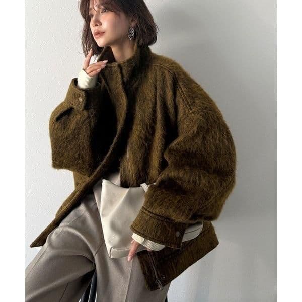 ClassicalEvon　シャギースタンド比翼デザインブルゾン　イエロー　М