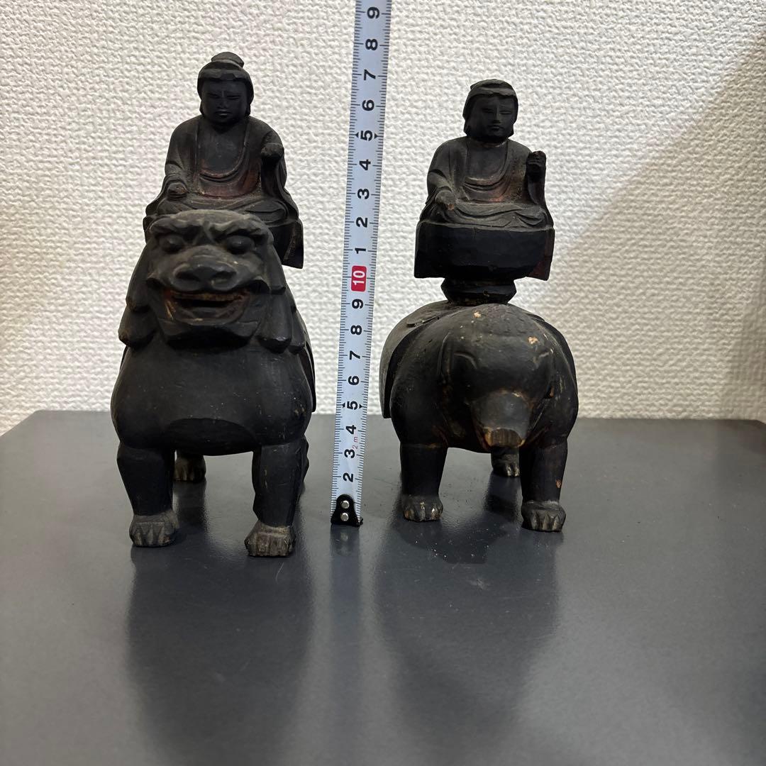 木彫　普賢菩薩　文殊菩薩　江戸時代