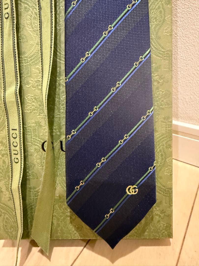 mineko　新品＊贈答用に　GUCCI ネイビー ストライプ ネクタイ