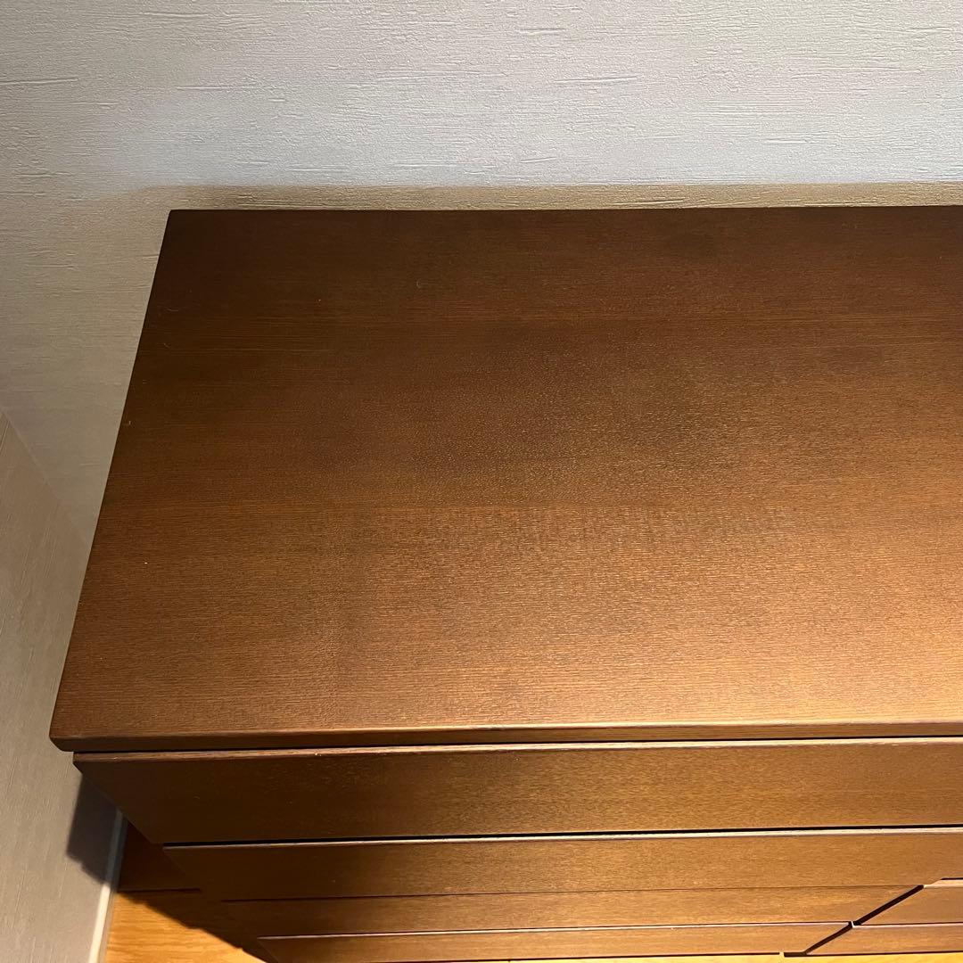 無印良品 木製チェスト 4段ワイド タモ材突板 ダークブラウン