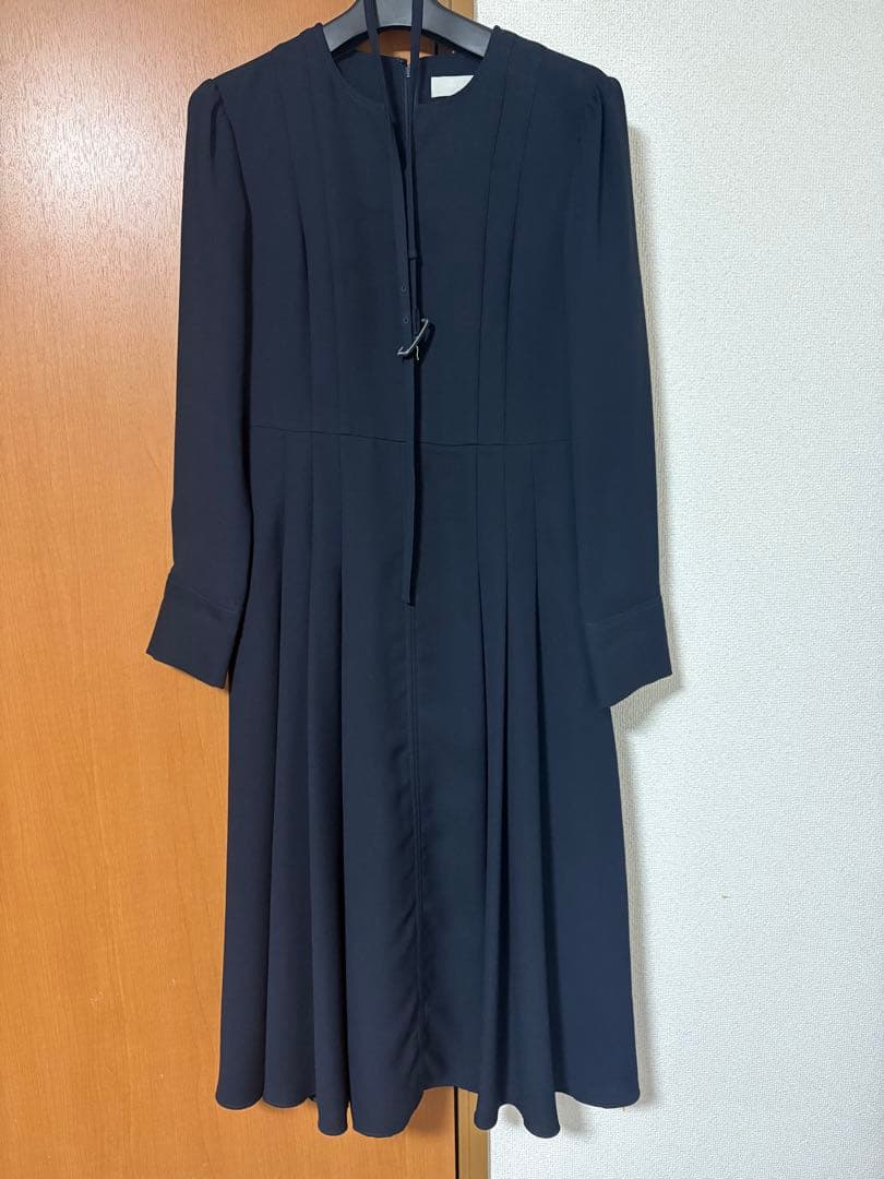 セルフォード 38 ネイビー 長袖 ワンピース ベルト付き