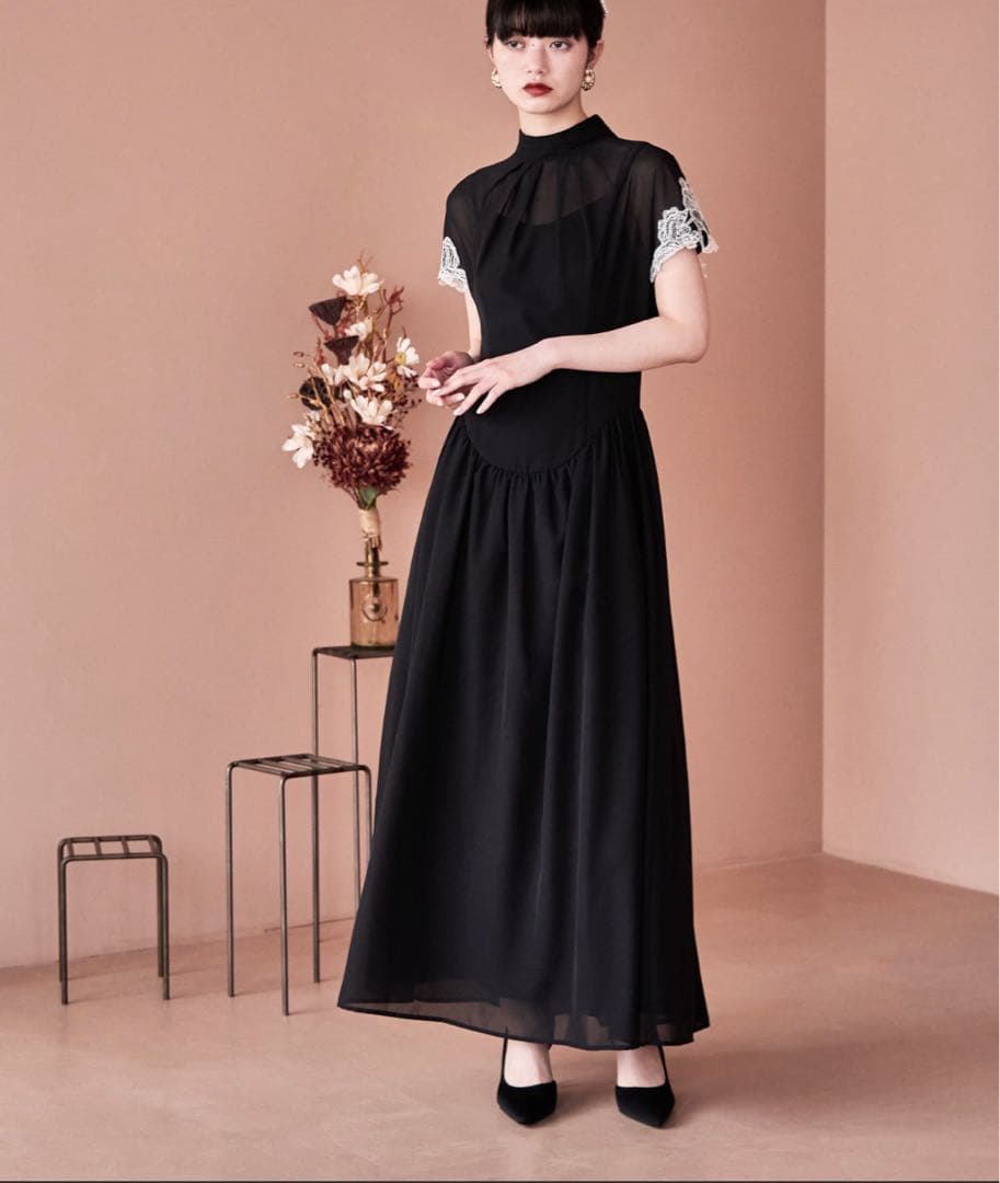 etoll ドロップウエストスリーブレースドレス【限定値下げ】