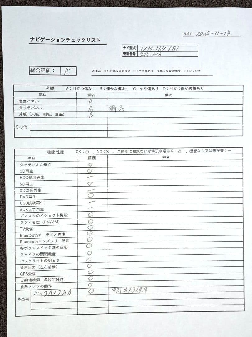 タッチ新品 2017年地図★ホンダ純正 VXM-164VFi 地デジ★動作良好