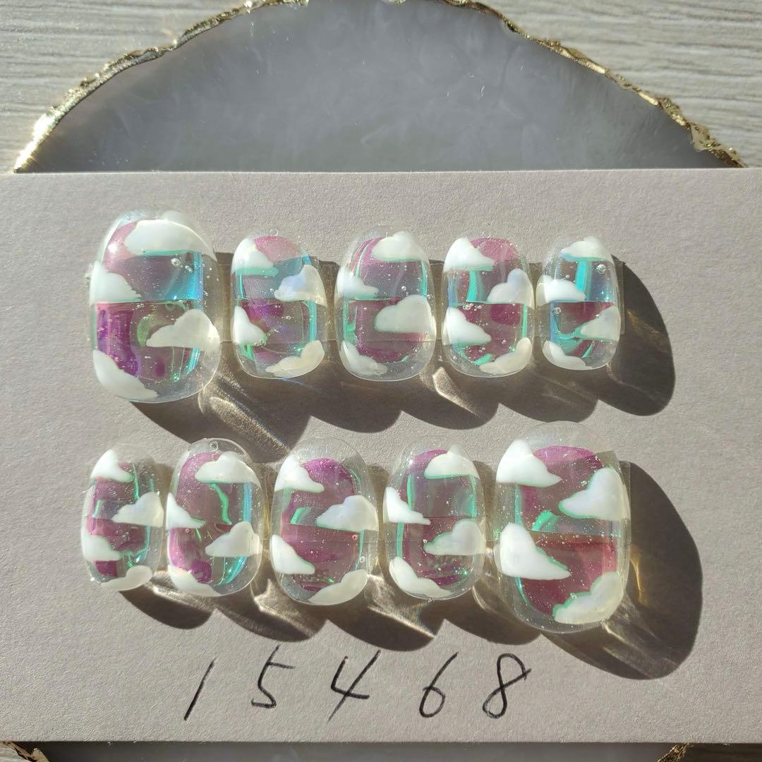 ネイルチップくまさんメロンソーダクリームソーダネイル73専用