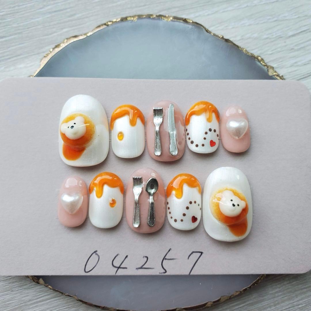 ネイルチップくまさんメロンソーダクリームソーダネイル73専用