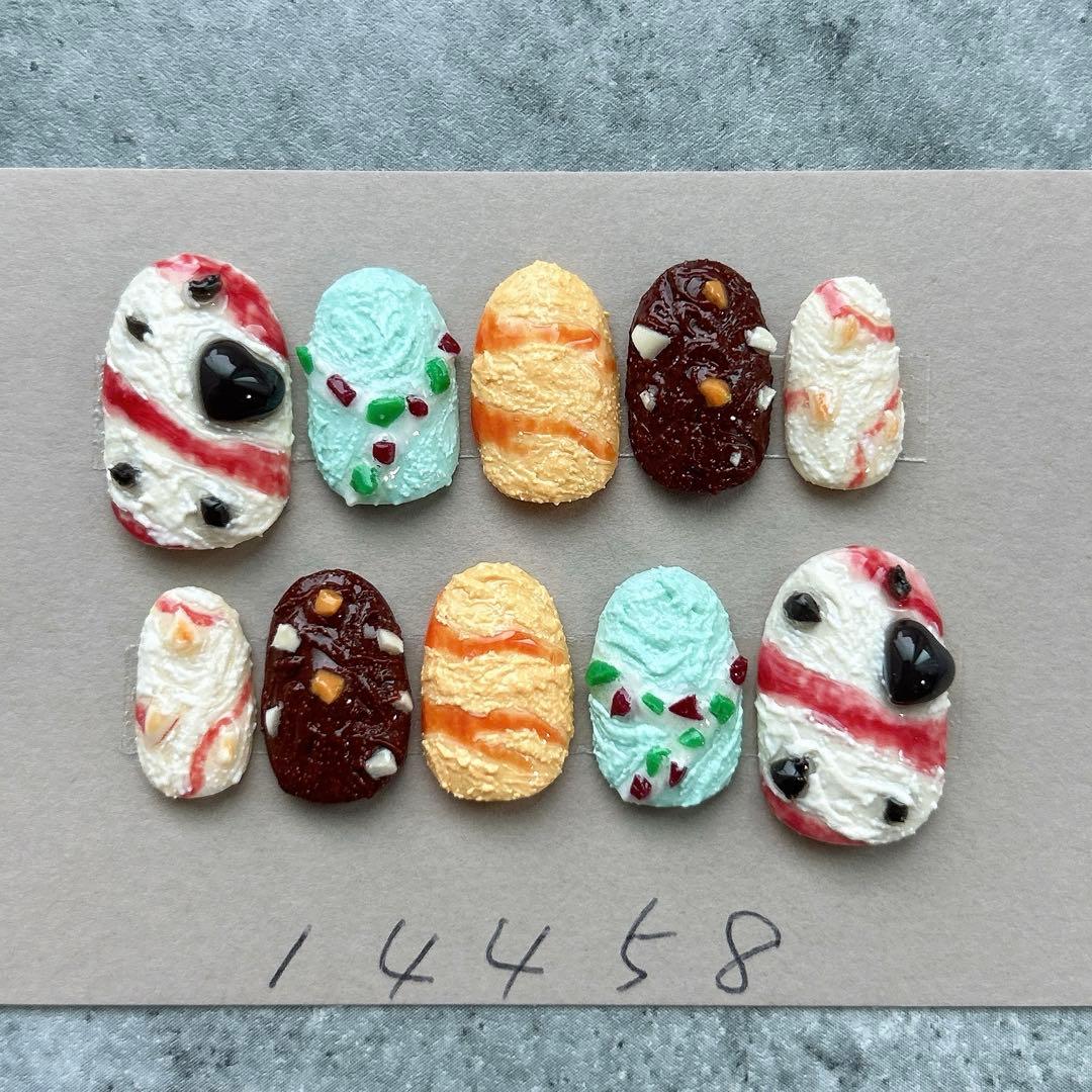 ネイルチップくまさんメロンソーダクリームソーダネイル73専用