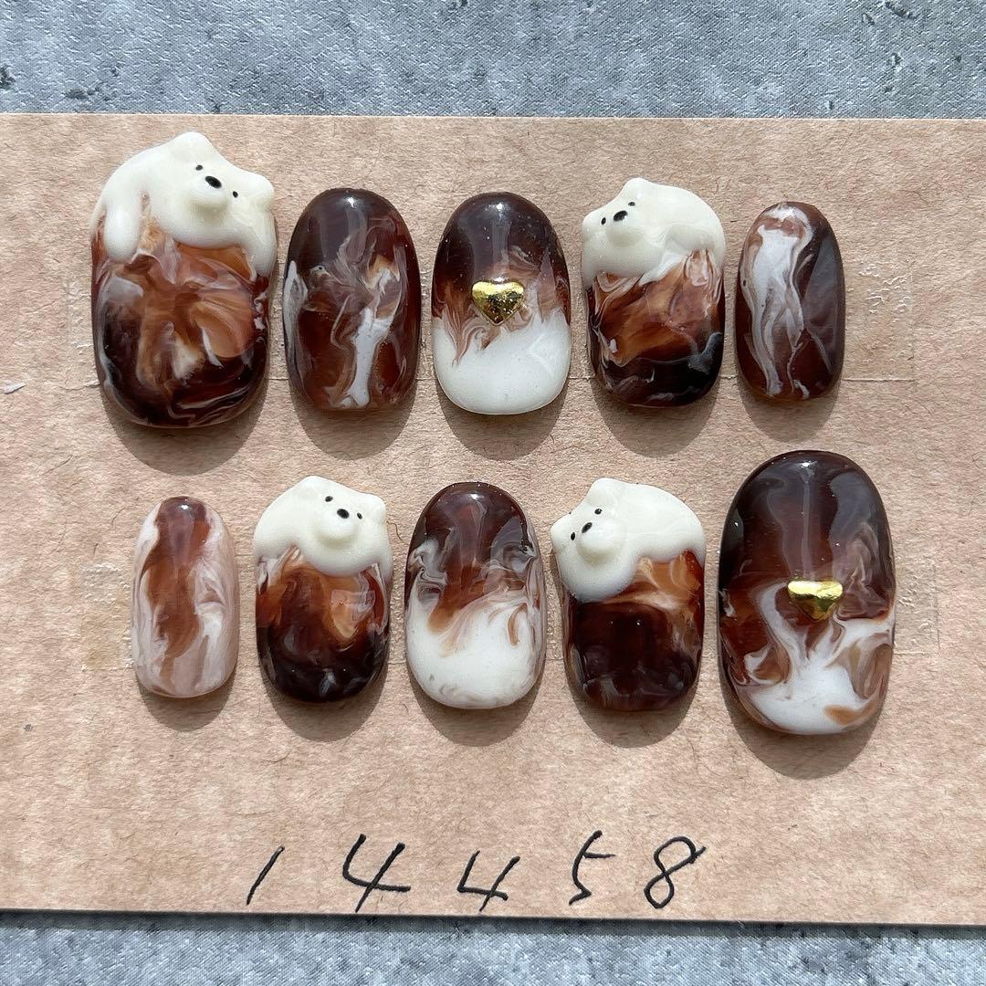 ネイルチップくまさんメロンソーダクリームソーダネイル73専用