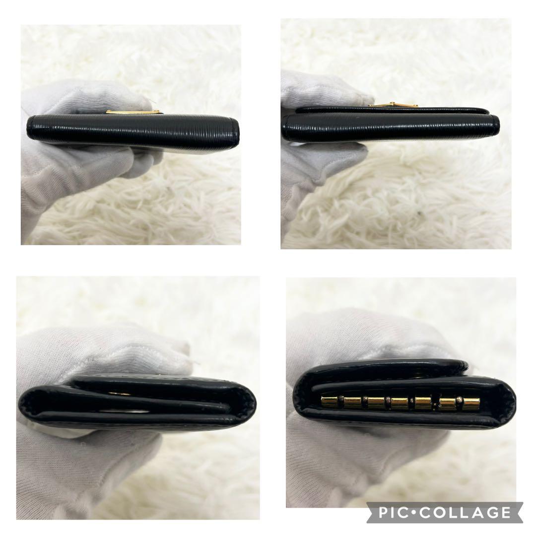 プラダ キーケース 三角ロゴプレート レザー Wホック　ブラック