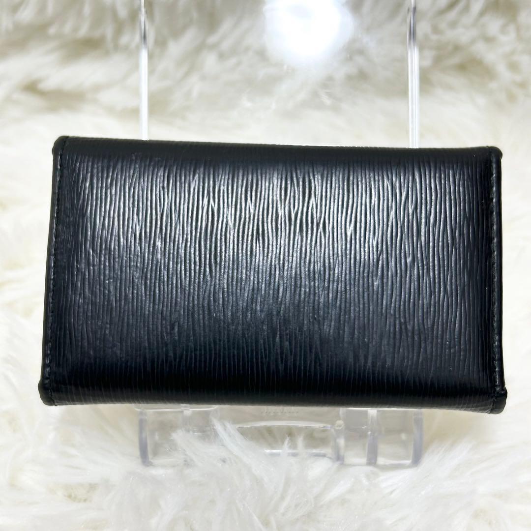 プラダ キーケース 三角ロゴプレート レザー Wホック　ブラック