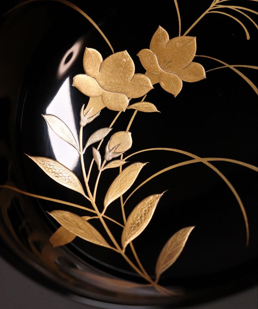 時代木製漆器 加賀蒔絵 牡丹 梅 草花 高蒔絵 黒塗椀 二客 漆芸 CL55