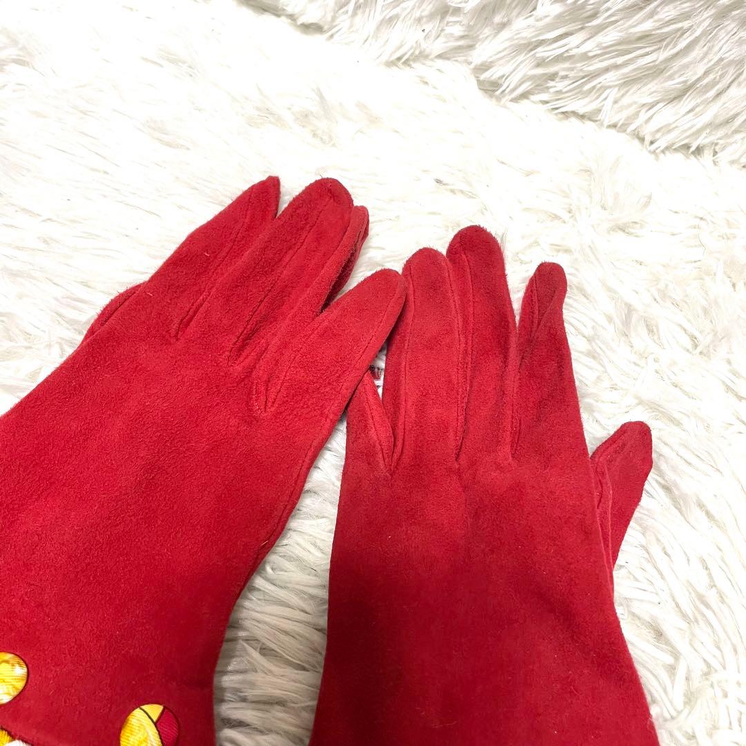 【美品】エルメス 手袋 レザー スエード シルク スカーフ 取り外し可能