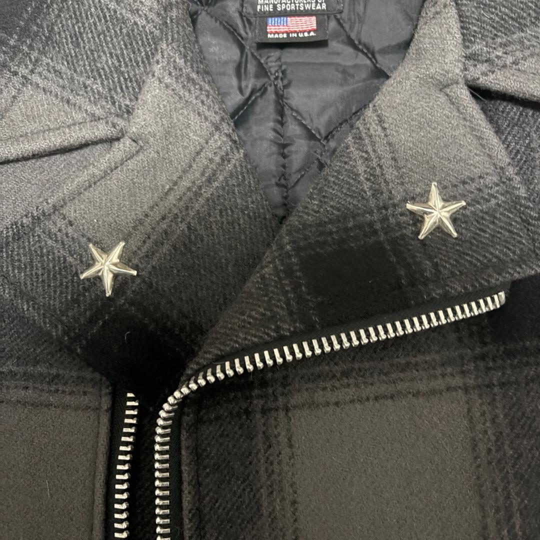 Schott チェック ウール ダブルライダース ジャケット