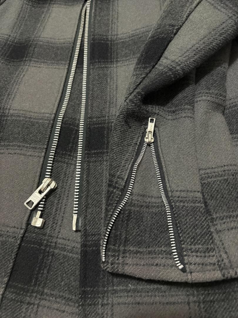 Schott チェック ウール ダブルライダース ジャケット