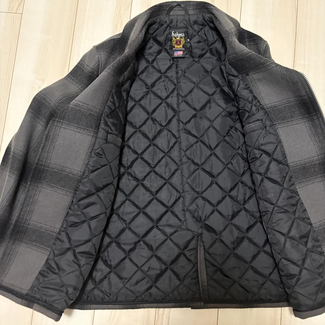 Schott チェック ウール ダブルライダース ジャケット