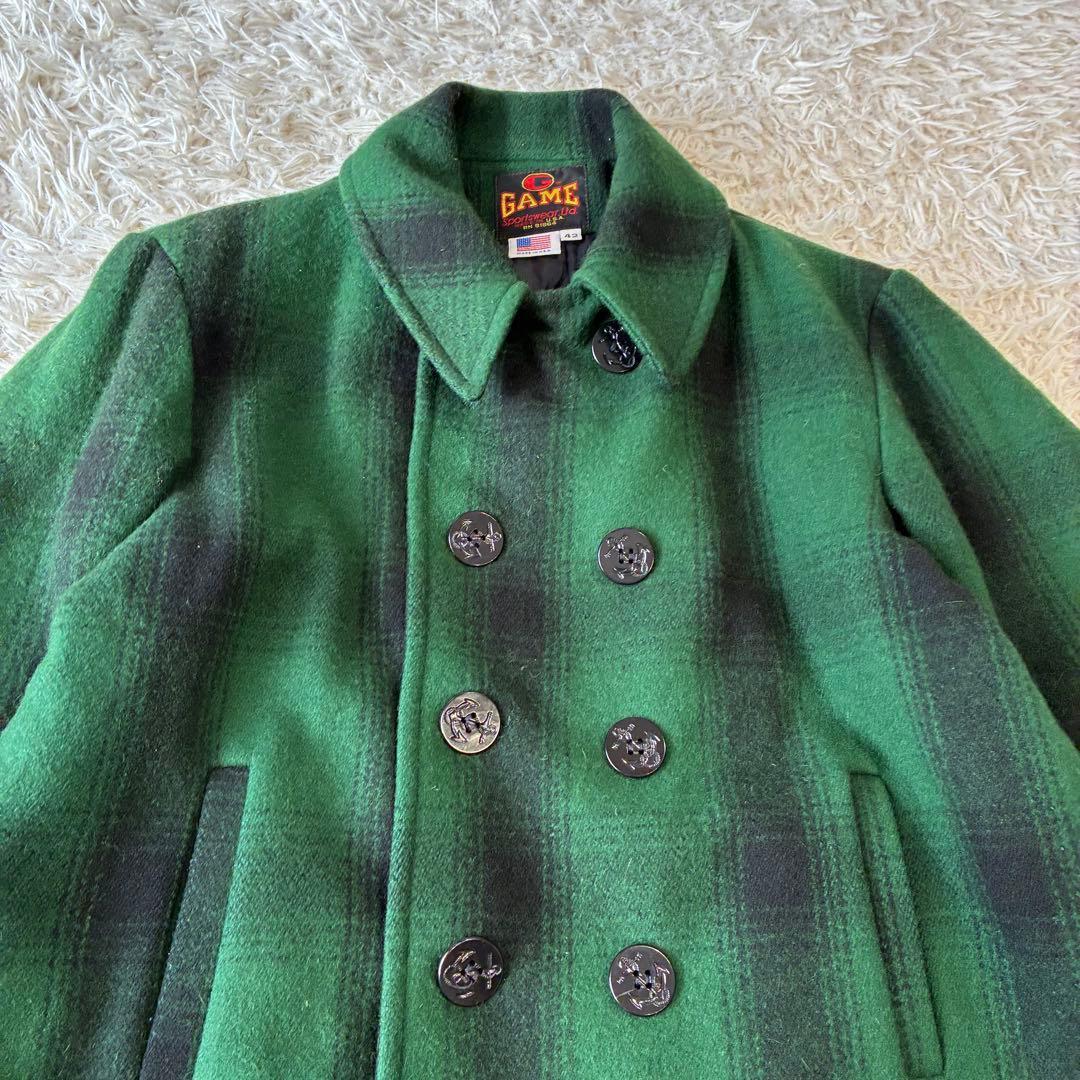 GAME Sportswear USA製 オンブレ ウール混ピーコート 42