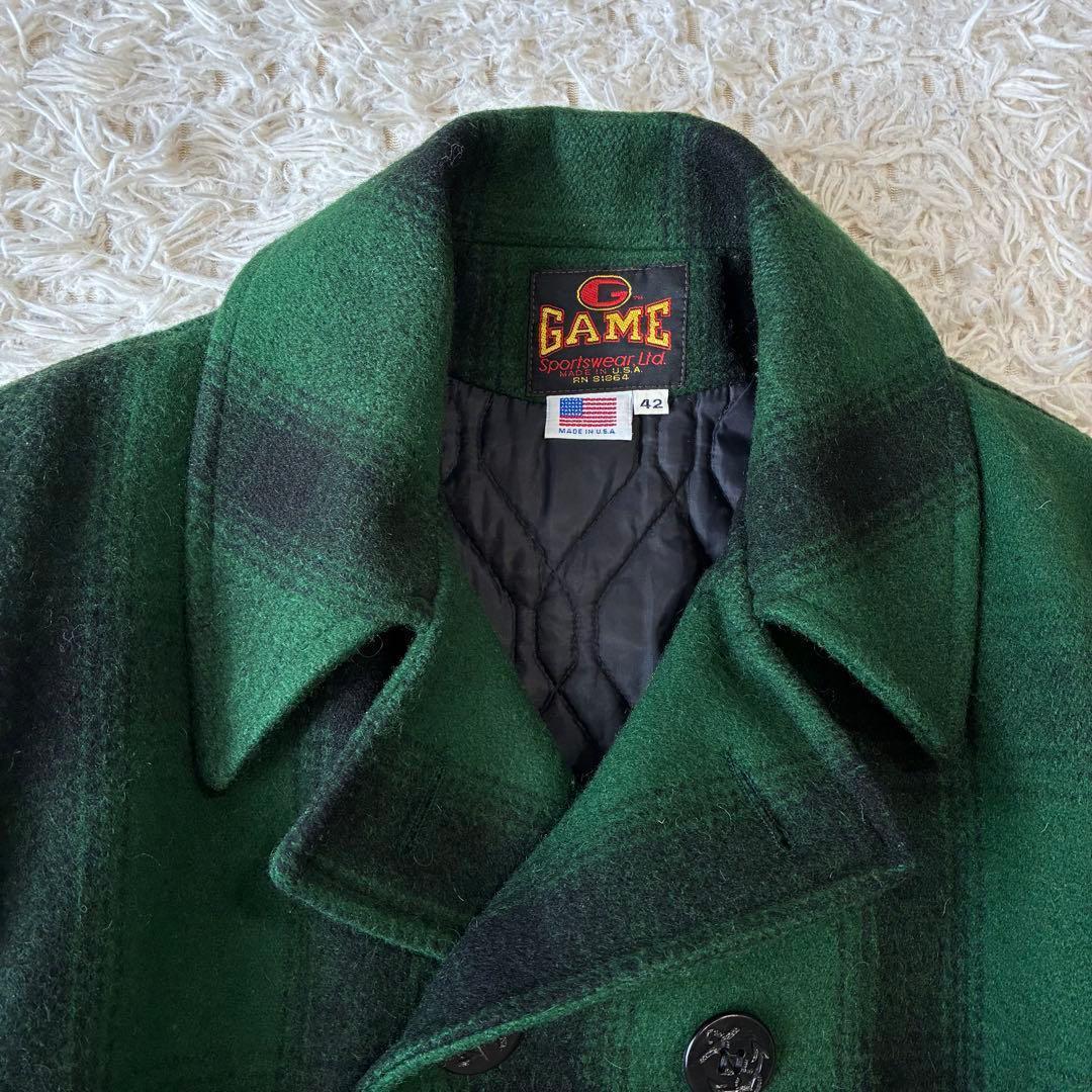 GAME Sportswear USA製 オンブレ ウール混ピーコート 42