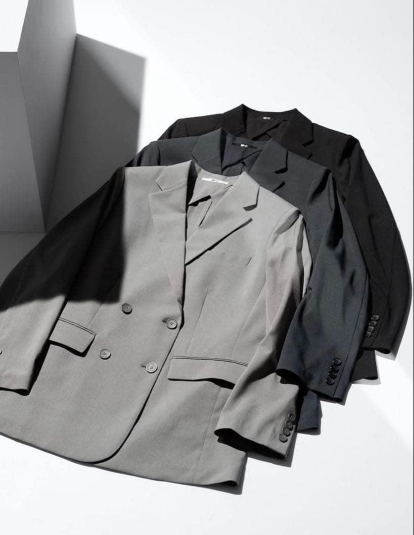 UNIQLO C: 感動ダブルジャケット リラックスフィット ダークグレー L