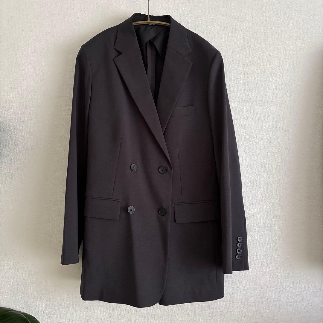 UNIQLO C: 感動ダブルジャケット リラックスフィット ダークグレー L