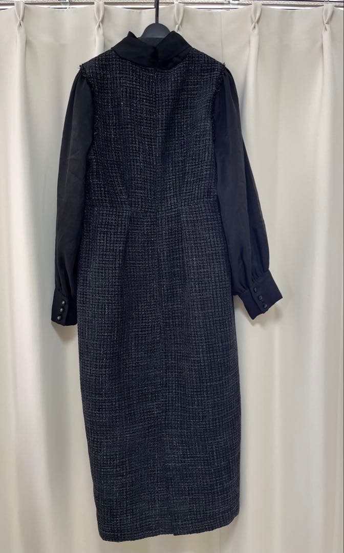 RUIRUEBOUTIQUEミックスツイードコンビ・ロングナローワンピースドレス