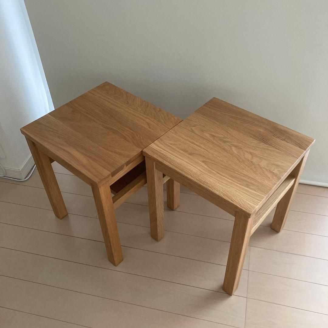 無印良品　木製サイドテーブルベンチ　板座　節無し　2個セット