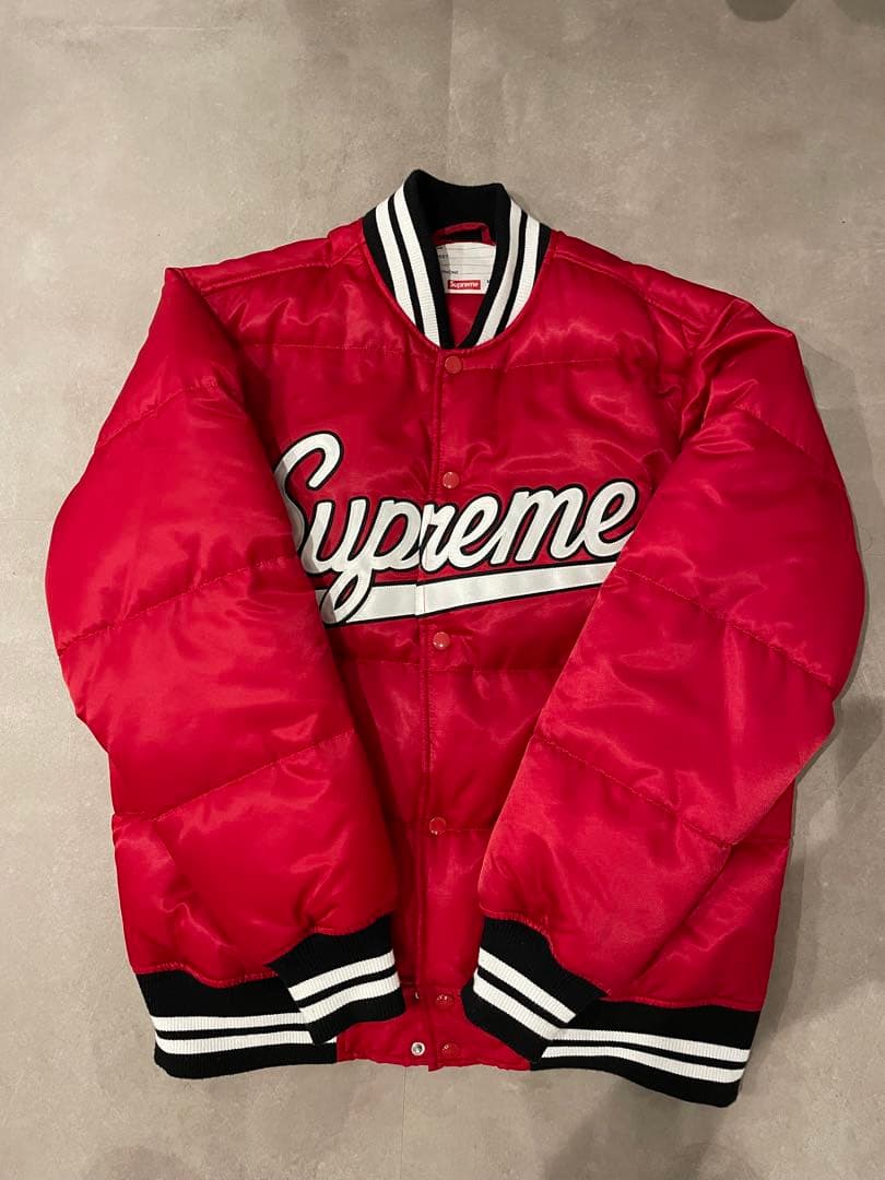 ジャケット・アウター SUPREME 16AW SCRIPT VARSITY PUFFY JACKET