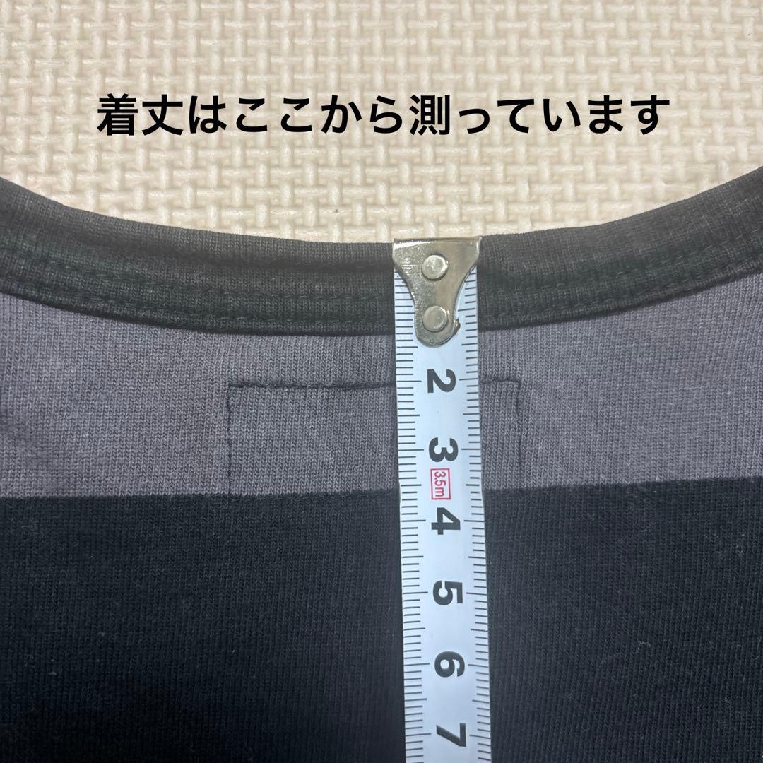 m*a様 agnis b. homme長袖カットソー グレーと黒のストライプ