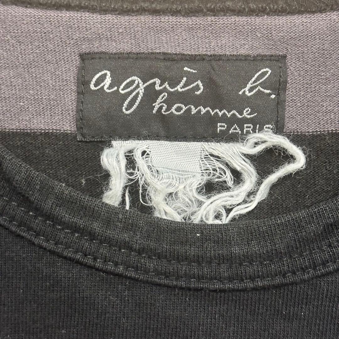 m*a様 agnis b. homme長袖カットソー グレーと黒のストライプ