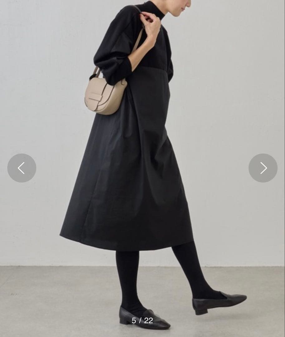 【試着のみ】BEARDSLEY ビアズリーモックネックニットコンビワンピース