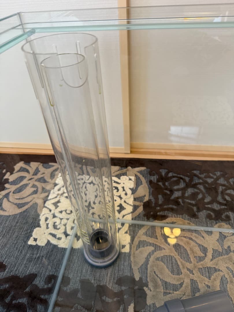 60.45.45オーバーフロー水槽 透明ガラス パイプ付き