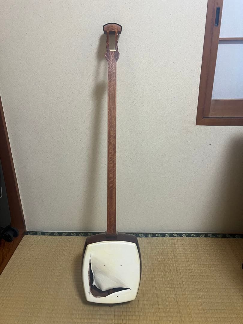 希少　白紅木　地歌用三弦　黒檀糸巻き　天然素材撥　ハードケース付き