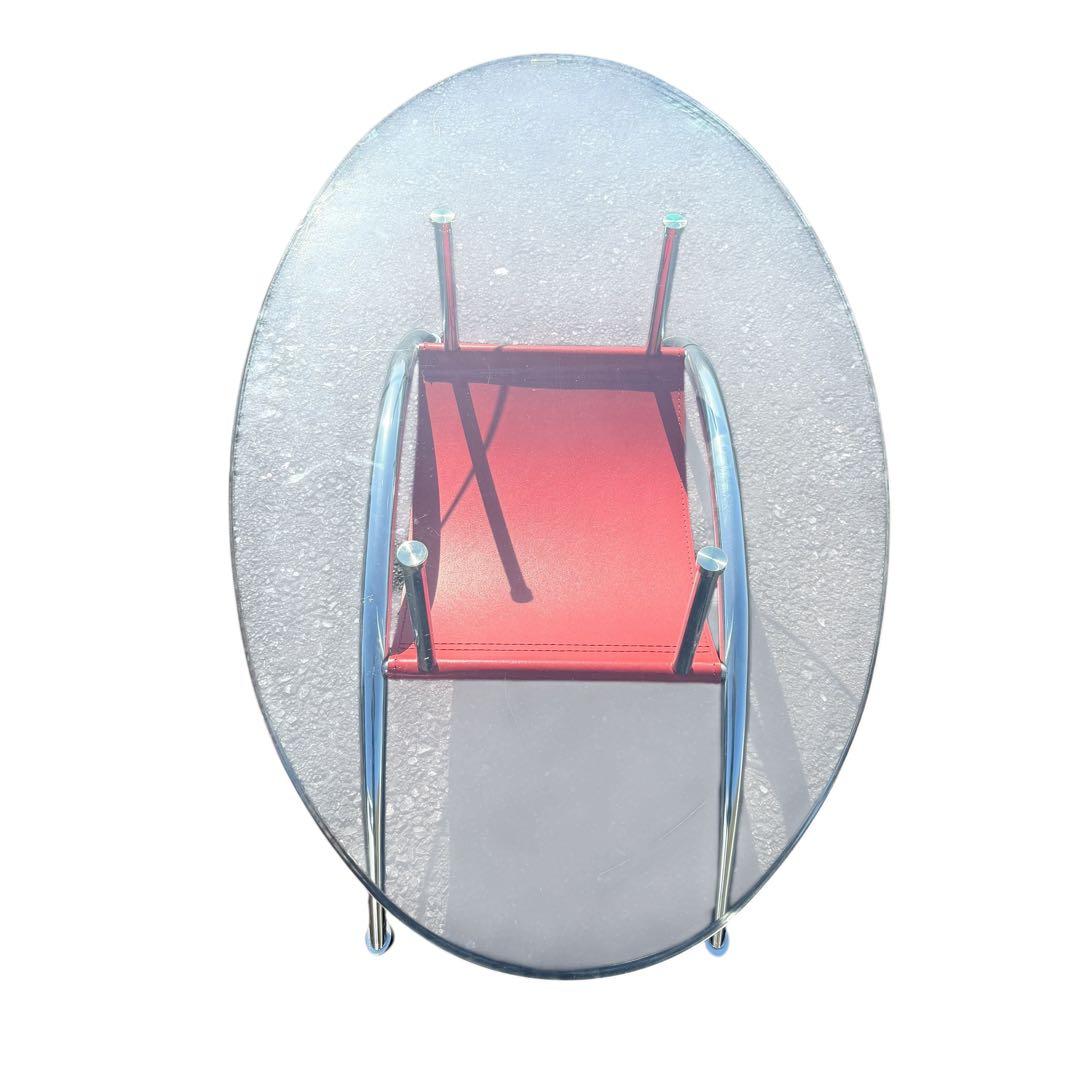 スペースエイジ ガラスローテーブル ヴィンテージ レザー ミッドセンチュリー