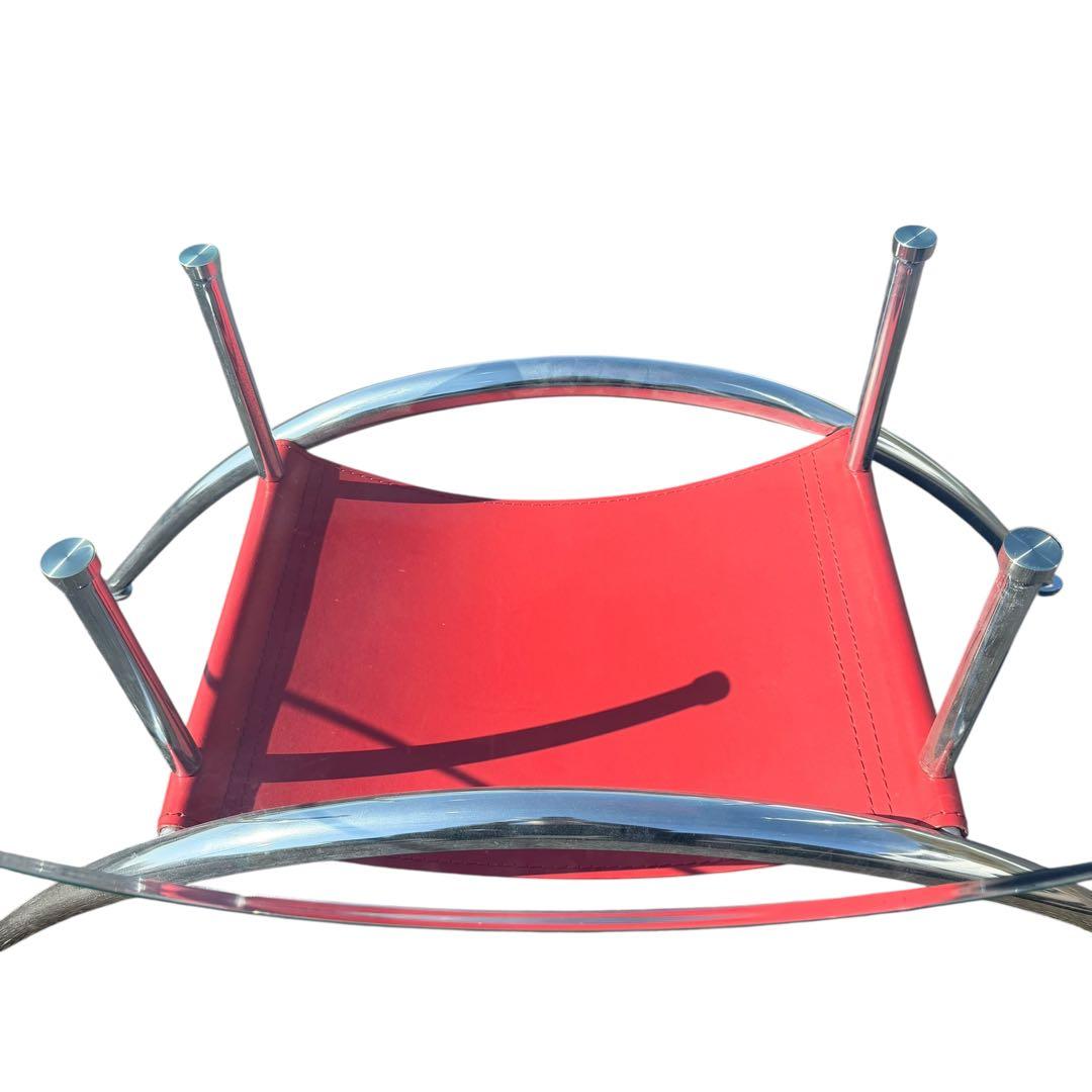 スペースエイジ ガラスローテーブル ヴィンテージ レザー ミッドセンチュリー