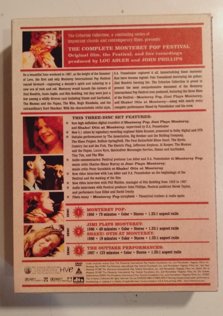 状態良好中古DVD！COMPLETE MONTEREY POP FESTIVAL