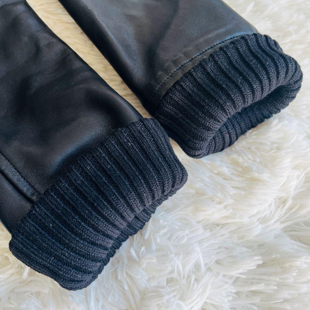 【Drawer】スタジャン レザー シルク ワッペン キルティング 羊革 36