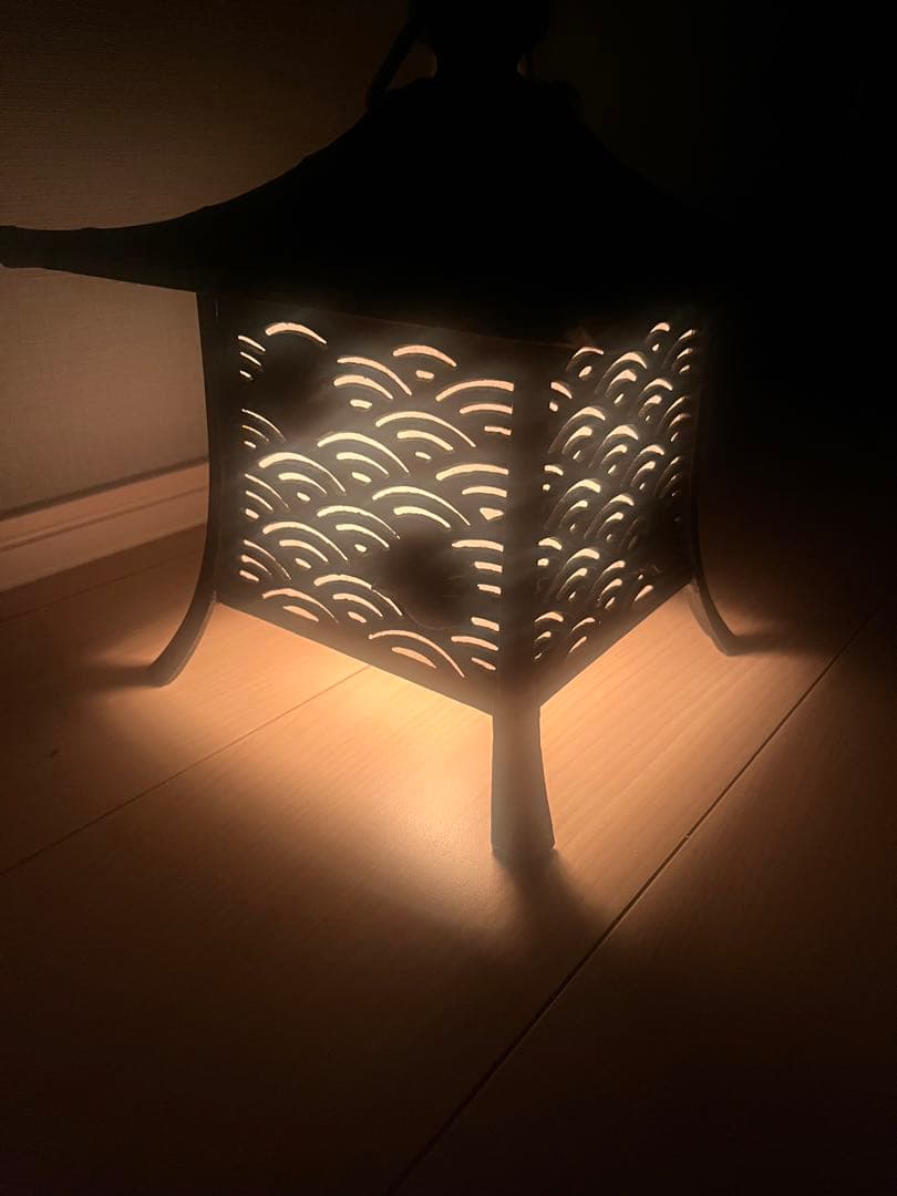 ノスタルジー　吊り灯籠　庭園　燈籠　波千鳥　電装付　鋳鉄製　和風